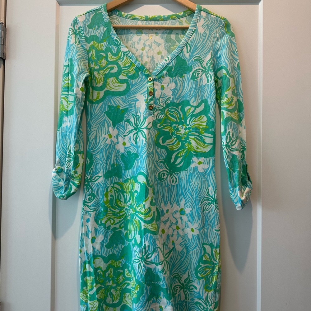 Lilly Pulitzer Teal and Green Floral Dress